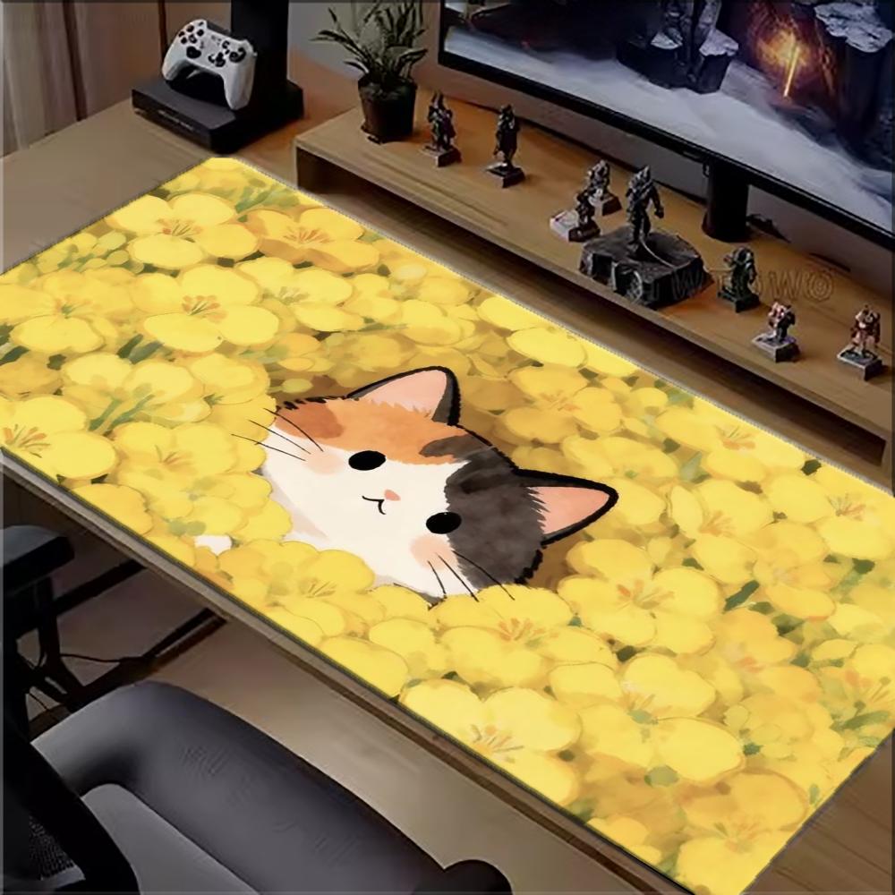Pc Gaming Yellow - Cute Calico Cat In Yellow Flower