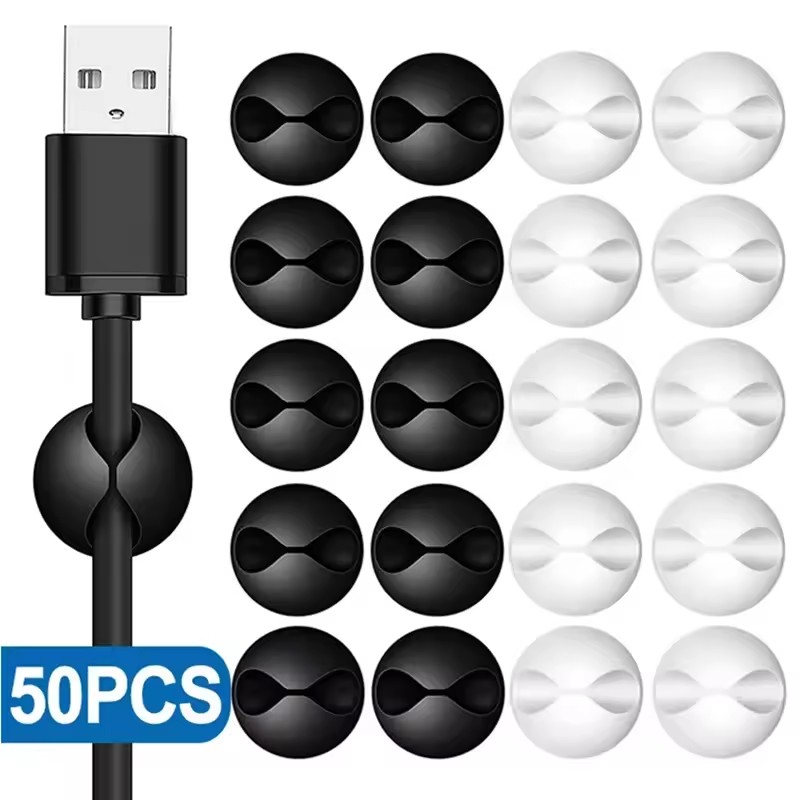 Cable Management Sleeve - 5/50Pcs Desktop Wall Cable Clips Wire