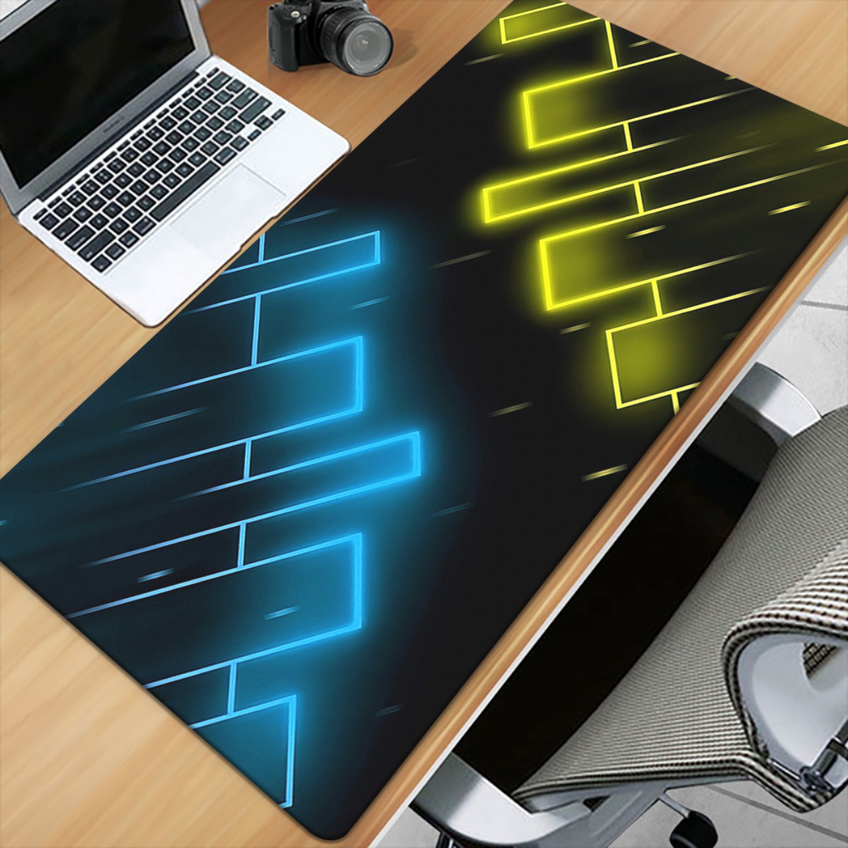 Neon Blue Yellow Abstract Gami - Pc Gaming Yellow review and price
